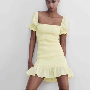 Zara Smocked Yellow Mini Dress